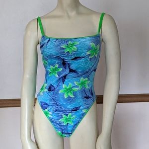 Bright Floral Crushed Velvet style Bathing Suit
